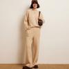 Tricô Feminino Simples Casual de Cor Pura em Cashmere, Gola Redonda, Outono e Inverno, Novo Estilo Preguiçoso com Trançado, Camiseta Básica