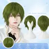 Peluca de Amazon para cosplay de anime, cabello sintético corto rizado de color recogido para hombres y mujeres, peluca de cabeza completa