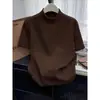 Camiseta Blanca de Manga Corta con Cuello Medio Estampada Nueva para Mujer 2026, Camiseta Básica Ajustada, Top de Algodón Puro Moderno y Elegante