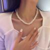 Collar con borlas de perlas y mariposas de amor de temperamento coreano, cadena de clavícula de alto sentido de moda de nicho, collar de Joker al por mayor