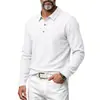 Camisa polo casual simple de lino para hombre, de manga larga, versátil, con cuello desplegable, holgada, para primavera/otoño, transpirable, de estilo europeo y americano, para vacaciones