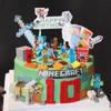 Blocos de Construção Meu Mundo Boneca Bolo Enfeites Decorativos Steve Cartão Aniversário Infantil Sobremesa Mesa Vestir Plug-in