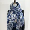 Bufanda Gruesa Cálida de Invierno Estampada Estilo Nuevo Retro Transfronteriza Imitación Cachemir Protector de Cuello de Moda para Mujer Chal Grande