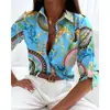 2025 Ropa de Mujer para Comercio Exterior Europeo y Americano Ropa Transfronteriza Primavera y Otoño Tops Sitio Web Independiente Amazon Camisas de Manga Larga Camisas Estampadas para Mujer