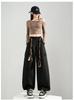 Pantalones Cargo Estilo Cimitarra Amber Streamer para Mujer Otoño 2025 Nuevos de Cintura Alta Pierna Ancha con Cordón para Senderismo Deportes Baile
