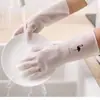 Luvas brancas transparentes espessas para uso doméstico para lavar, PVC silicone plástico à prova d'água, luvas de limpeza doméstica