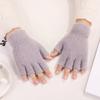 Guantes de Felpa a Prueba de Viento para Mujer Invierno Cálido para Estudiante Guantes sin Dedos con Solapa Guantes Gruesos para Escribir para Exterior