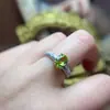 Anillo Nuevo de Plata 925 con Granate Natural, Peridoto y Topacio, Anillo Ancho Incrustado, Estilo de Brazo Grueso