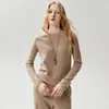 Kang Sai Ni Linha Pronta para Vestir 100% Caxemira Simples Versátil Gola Redonda Suéter Feminino Manga Raglã Malha Camada de Base