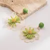 Acessórios He Ming: Brincos de Flor de Ráfia Artesanais Frescos e Doces com um Toque de Luxo Leve e High-End, Perfeitos para um Estilo de Férias
