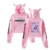 Sudadera con Orejas de Gato Lindas Estilo Corto Estampado Personalizado Ropa de Anime de Comercio Exterior de Moda Sudadera de Forro Polar Otoño e Invierno para Mujer