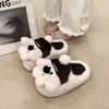 Nuevas pantuflas de peluche de cachorro de dibujos animados 2026 para mujer, cálidas para el hogar en invierno, suela gruesa antideslizante, lindas pantuflas de algodón de peluche
