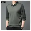 Nueva Camiseta de Hombre para Primavera y Otoño Casual Cuello de Solapa Falso Dos Piezas Superior Manga Larga de Hombre Moda Versátil Ropa de Hombre
