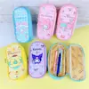 Ins Linda Estuche de Lápices Estampado con Doble Cremallera Dibujos Animados Gran Capacidad PU Estuche de Lápices para Estudiantes Bolsa de Almacenamiento de Cosméticos para Niña