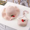 Viagem ao ar livre de verão Guarda-sol de praia coreano Conjunto de cereja Bolsa chapéu fofa para meninas crianças atacado