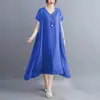 Ropa Nueva de Tallas Grandes para Mujer Verano 2026 para Chicas Gorditas, Vestido Elegante de Seda y Algodón con Cuello en V, Holgado y Adelgazante