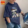 Camiseta Casual de Manga Curta 100% Algodão para Meninos 2026 Novo Estilo de Verão Roupas Infantis Roupas de Bebê Tops Versáteis e Modernos Camiseta da Moda