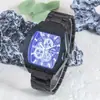 2024 Exportación Tipo Barril de Vino Negocios Moda Reloj de Cuarzo Carreras No Mecánico Volante Hueco Moda Reloj para Hombre
