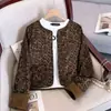 Chaqueta Corta Estampado Leopardo Bloques de Color Parche Coco Estilo Mujer 2026 Primavera Otoño Nueva Chaqueta Superior Estilo Melade para Mujer