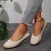 Zapatos de Tela Transfronterizos para Mujer en Primavera y Verano Transpirables de Punto con Malla Poco Profunda Planos de Punta Redonda Zapatos de Malla de Moda Zapatos de Tela de una Sola Pierna