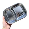 Prato de Jantar Infantil de Aço Inoxidável de Grau Alimentício, Prato Duplo de Aço Inoxidável para Bebês de Jardim de Infância e Uso Doméstico, Lancheira Multicompartimento Anti-Queda