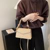 Bolsa de mão retrô simples feminina 2024 outono nova coreana cor sólida listrada bolsa de ombro crossbody pequena bolsa quadrada bolsa feminina