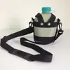 Alça de garrafa de água esportiva ao ar livre destacável de anel duplo e fivela dupla, nylon, para garrafa térmica, transversal, alça de garrafa de água ajustável