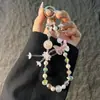 Nueva Correa de Teléfono de Mariposa Colorida Cadena Corta de Teléfono de Cristal de Lujo Colgante de Llavero de Bolsa