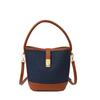 Bolsa Saco de Couro de Alta Qualidade para Mulheres 2025 Nova Chegada Transfronteiriça Costura em Jeans Cor Contrastante Casual Ombro Transversal