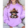 Moletom Feminino Estampa de Vaca Fofo Temu Wish Amazon Exportação Transfronteiriça
