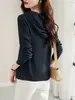 Suéter de manga comprida de comércio exterior feminino 2023 Primavera Nova Idade - reduzindo o temperamento da moda para todos os jogos slim com capuz pulôver top