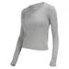 Ropa nueva de yoga alta elasticidad sin costuras ajustada para mujer camiseta deportiva de manga larga 2.0 ajustada secado rápido fitness tejido spandex