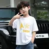 Moda Verão Infantil Manga Curta Bonito Algodão Puro Tops Roupas de Verão para Meninos 2026 Novo Estilo Roupas para Meninos de Tamanho Pequeno e Médio