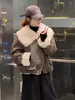 Jaqueta de Algodão Estilo Coreano Lã de Cordeiro Sintética Gola Grande para Mulheres Inverno 2025 Nova Solta Acolchoada Quente Fashion
