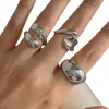 Joyería Transfronteriza Europea y Americana Tendencia de Moda Diseño Geométrico Anillo Curvado Anillo Brillante Anillo Abierto Exagerado