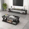 Conjunto de Rack de TV e Mesa de Centro, Mesa de Chá Simples Moderna para Sala de Estar, Vidro Temperado, Quarto, Uso Doméstico, Rack de TV para Apartamento Pequeno