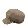 Sombrero octogonal de color liso, estilo retro japonés, para circunferencia de cabeza grande, otoño e invierno, boina versátil para adelgazar el rostro, estilo británico nuevo, para artista