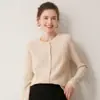 Novo Suéter Feminino de Caxemira Outono/Inverno 100% Caxemira Pura Gola Redonda Vintage Tricô Trançado Cardigan Grosso Manga Longa Jaqueta de Tricô