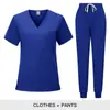 Conjunto de uniformes de trabalho casuais para hospital, com blusa e calça, para uso transfronteiriço, conjunto de moletom de manga curta, confortável