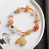 Processamento e Personalização Pulseira de Jade de Seda Dourada de Xinjiang Pulseira de Contas Tambor Pulseira de Contas Abóbora Pulseira Pixiu de Topázio para Mulheres