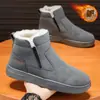 Botas de Nieve, Impermeables con Piel Integrada, Antideslizantes, Botas Martin de Suela Gruesa, Zapatos de Hombre de Caña Alta, Zapatos de Algodón Cálido de Terciopelo de Invierno