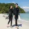 Traje de Buceo Estilo Coreano para Pareja Traje de Baño de Manga Larga para Mujer Antimedusas Traje de Snorkel Dividido Protección Solar Ajustado Traje de Baño