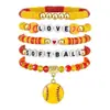 Pulseira Empilhável de Argila Macia Multicor Mais Vendida na Amazon com Pingente de Liga e Letras em Acrílico Conjunto de Pulseiras Elásticas