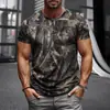 Estação independente e-commerce transfronteiriço camiseta masculina padrão floresta selva impressão 3D gola redonda pulôver ao ar livre galho fabricantes