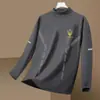 Camiseta térmica de base para hombre de otoño e invierno, camiseta de manga larga, top de otoño de cuello semi-alto, ropa de marca moderna para hombre de alta calidad