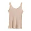 Camisole de Seda Nova Estilo Primavera e Verão de Luxo Leve para Mulheres, Cor Sólida Gola Redonda, Camada Base de Seda Pura com Acabamento em Renda