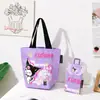 Bolsa de almuerzo tejida original de Sanrio, bolso de mano impermeable, bolsa tote de almacenamiento para estudiante y viajero