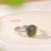 Anillo de plata de ley S925 con diseño de ciervo, jade hetiano, estilo retro, elegante y sencillo, cuadrado, pequeño, estilo nacional.
