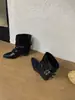 Botas de Mujer de Caña Media Estilo Nuevo 2026 para Mujeres Petites, Botas con Tacón Alto Grueso Plisadas, Botas Martin Estilo Western en Algodón Color Caqui y Negro