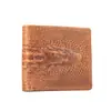 Carteira Masculina de Couro Bovino Transfronteiriça com Padrão Crocodilo em Relevo, Porta-Moedas Portátil, Porta-Cartões com Múltiplos Slots, Carteira Curta de Couro